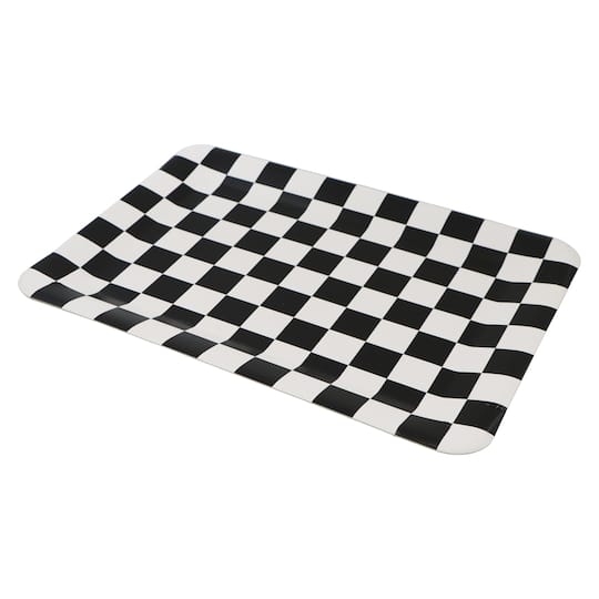 12 Packs: 2 ct. (24 total) 9" x 13" Black & White Checkered Paper Trays by Celebrate It™